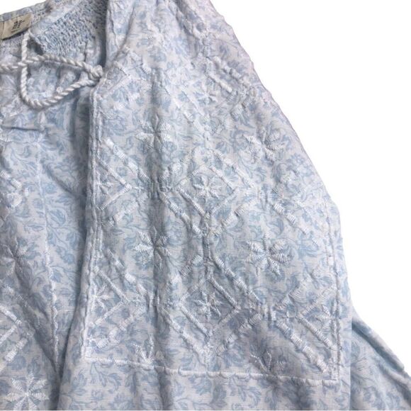 JOIE Linen Blend Floral Peasant Embroidered Tassel Blouse - Picture 7 of 8